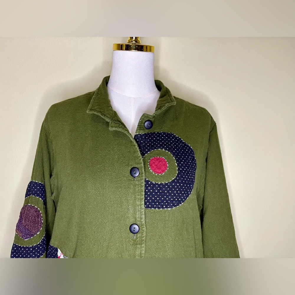 Olive Green Utility Jacket With Patchwork Design - image 3